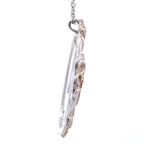 Estate 925 Sterling Silver Unicorn Whimsical Fantasy Oval Statement Pendant